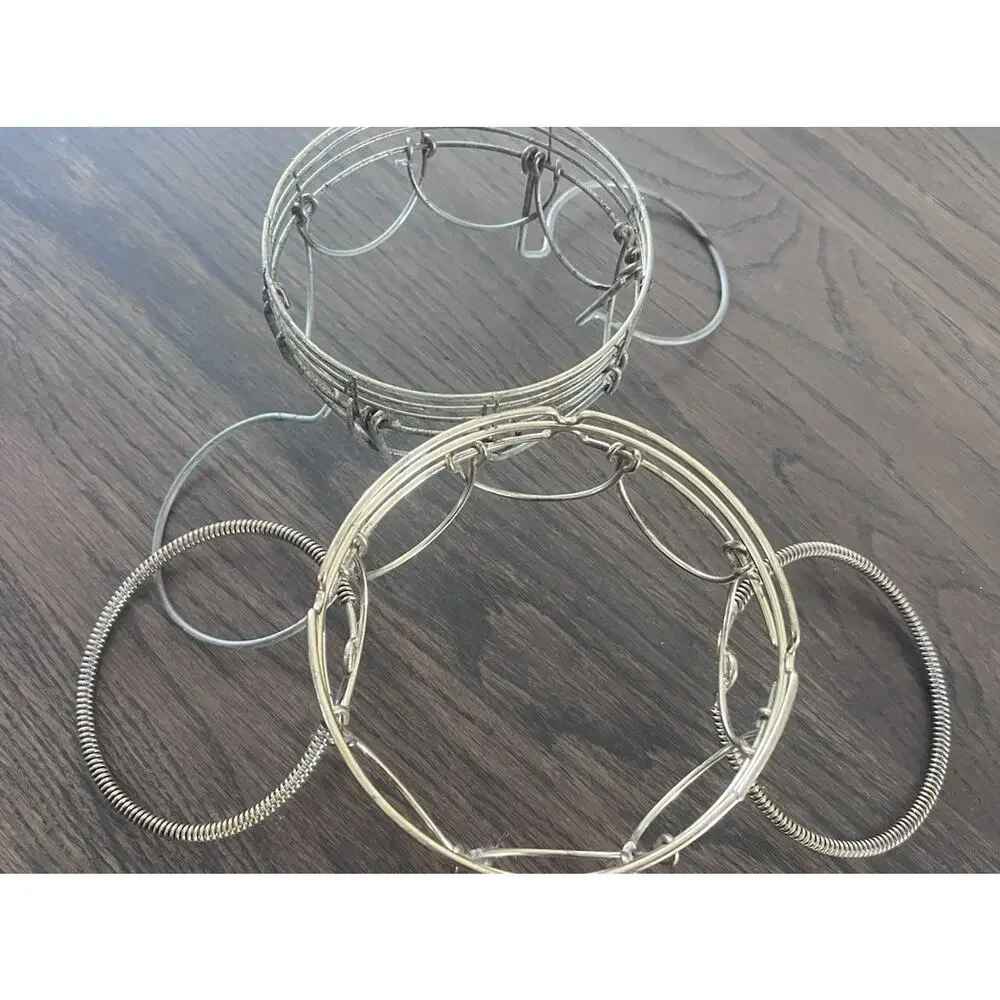 MCM Wire Metal Folding Egg Basket Coil Handle TOP ONLY Brass Bunny Ears (2)